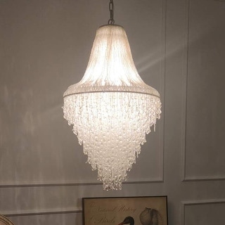 Vintage Meets Modern Luxury 5-Light Handcrafted Elegance Chandelier with Clear Crystal Beads in Antique Silver