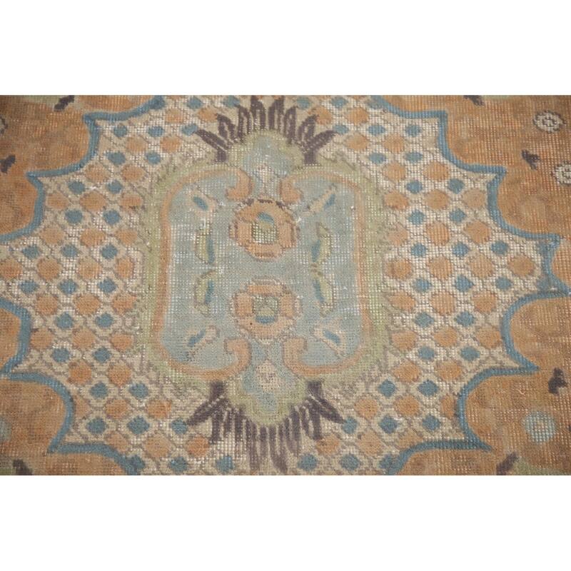 Hand Knotted Oriental 100% Wool Carpet Traditional Medallion Beige & Ivories Tabriz Area Rug - 12' 9'' X 9' 7''