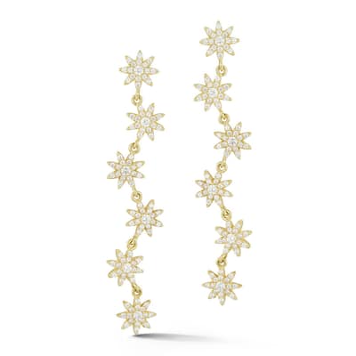 Soleil Sterling Silver CZ Zig Zag Star Drop Earrings