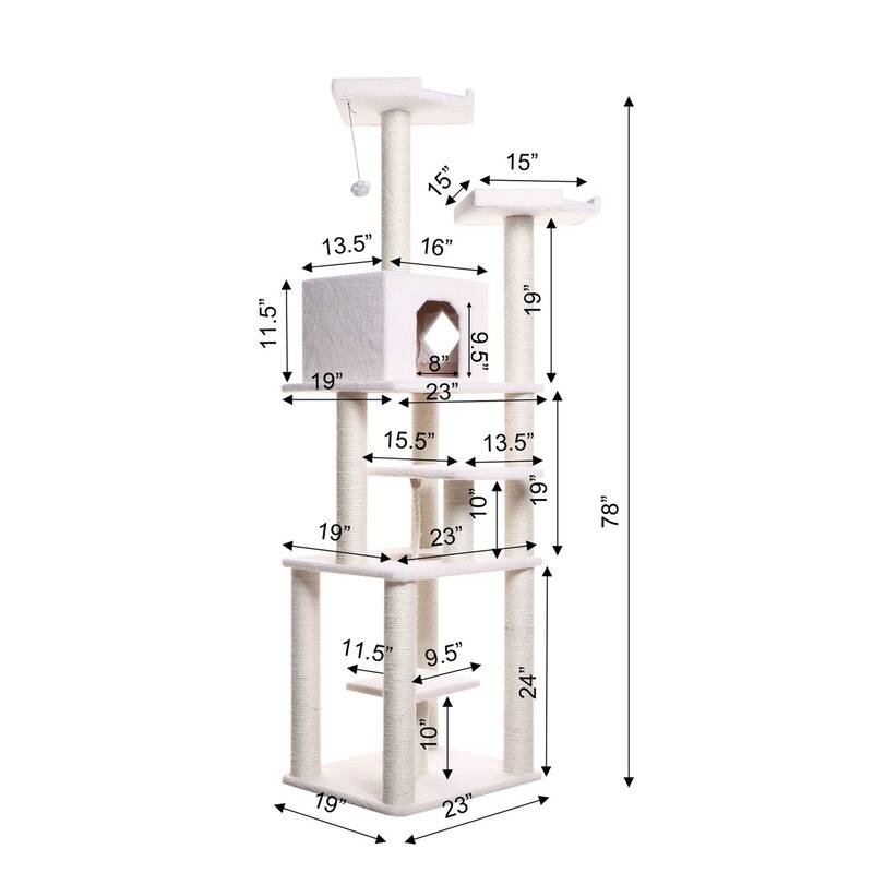 Classic Real Wood Cat Tree In Ivory, Jackson Galaxy Approved - Ivory