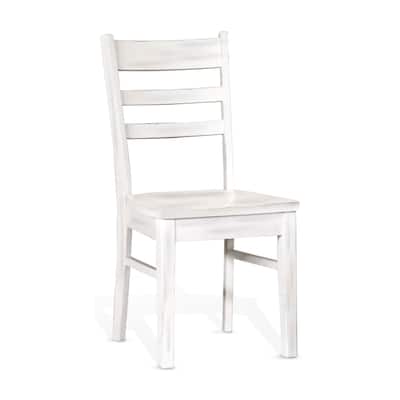 Sime Dining Chair Set of 2, Ladderback Design, Off White Mahogany Wood