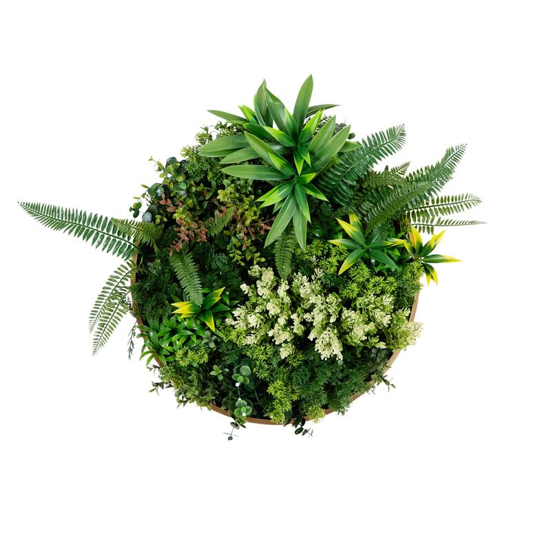 Queensland Rainforest Artificial Round Framed Living Wall Panel - 20"