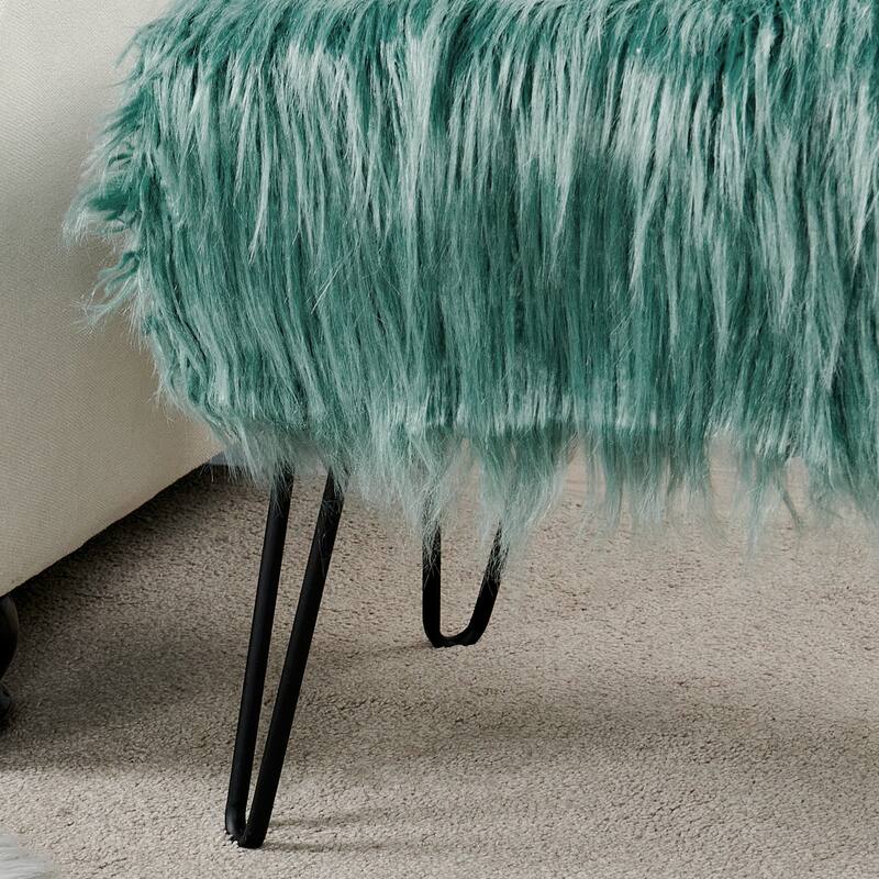 Mongolian Fauxfur Ottoman