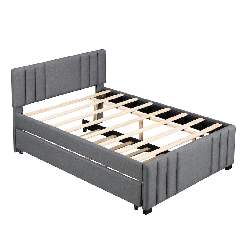 Merax Upholstered Platform Bed with Twin Trundle