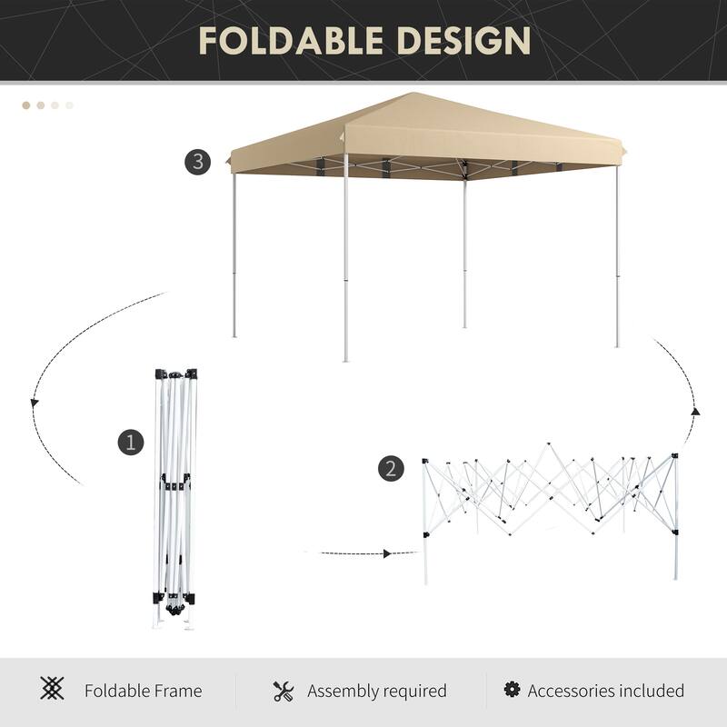 Outsunny 13' x 13' Pop Up Canopy Tent, Instant Sun Shelter, Tents for Parties, Height Adjustable, with Wheeled Carry Bag for