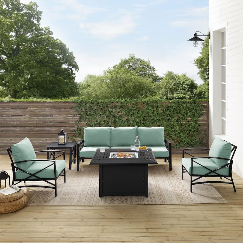Crosley Kaplan 5Pc Outdoor Sofa Set W/Fire Table - 147 W x 91 D x 32 H