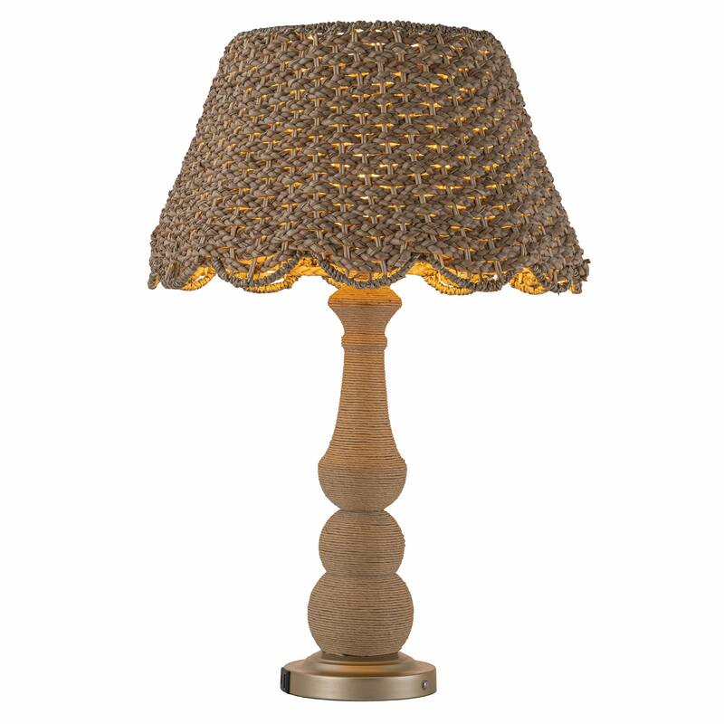 Onda 26" Rattan Table Lamp with USB 3-Way Touch Dimmer