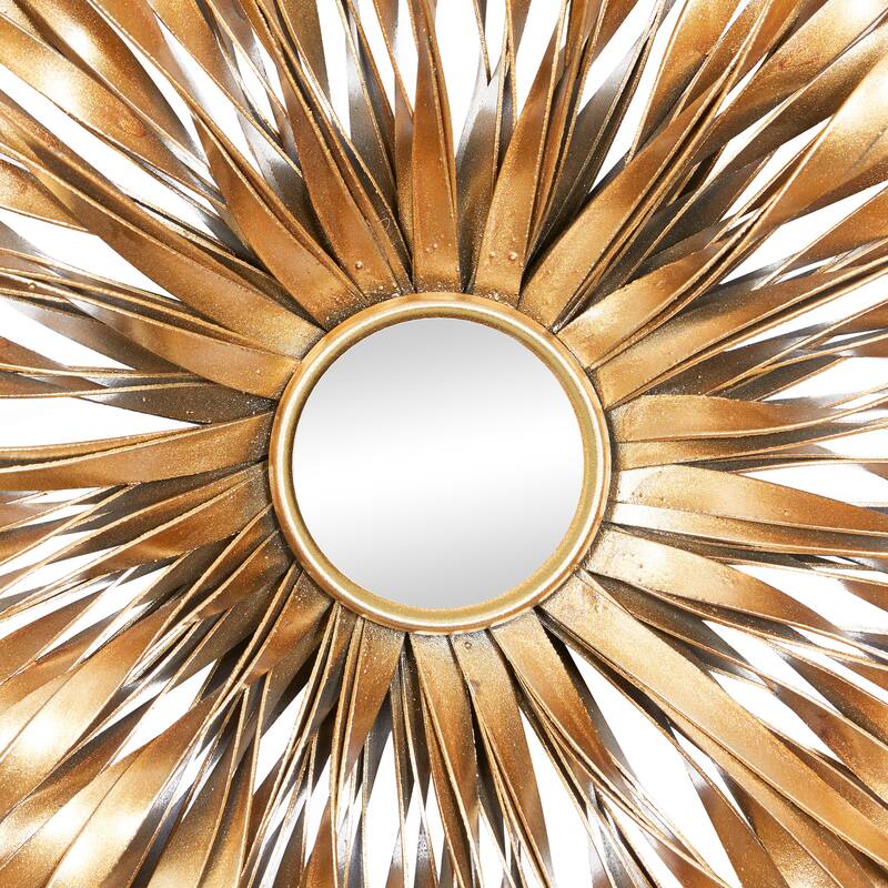 Metal 3D Looped Sunburst Wall Decor with Mirrored Center (Set of 3) - Silver or Gold