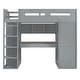 preview thumbnail 66 of 78, Twin/Full Size Loft Bed with Bulit-in Desk and Wardrobes, Solid Wood Kids Loft Bedframe with 4 Drawers and Storage Shelves