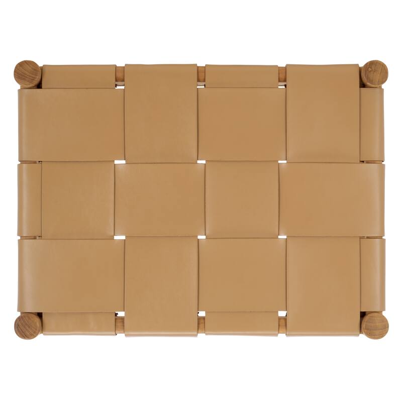 SAFAVIEH Couture Devnie Solid Woven Ottoman, Fully Assembled
