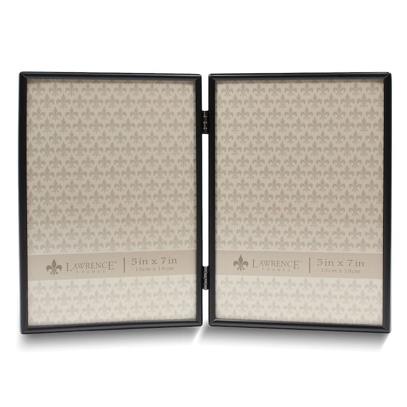 Curata Simply Black Portrait Hinged Metal 5x7 Double Photo Frame