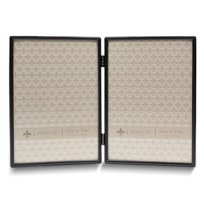 Curata Simply Black Portrait Hinged Metal 5x7 Double Photo Frame