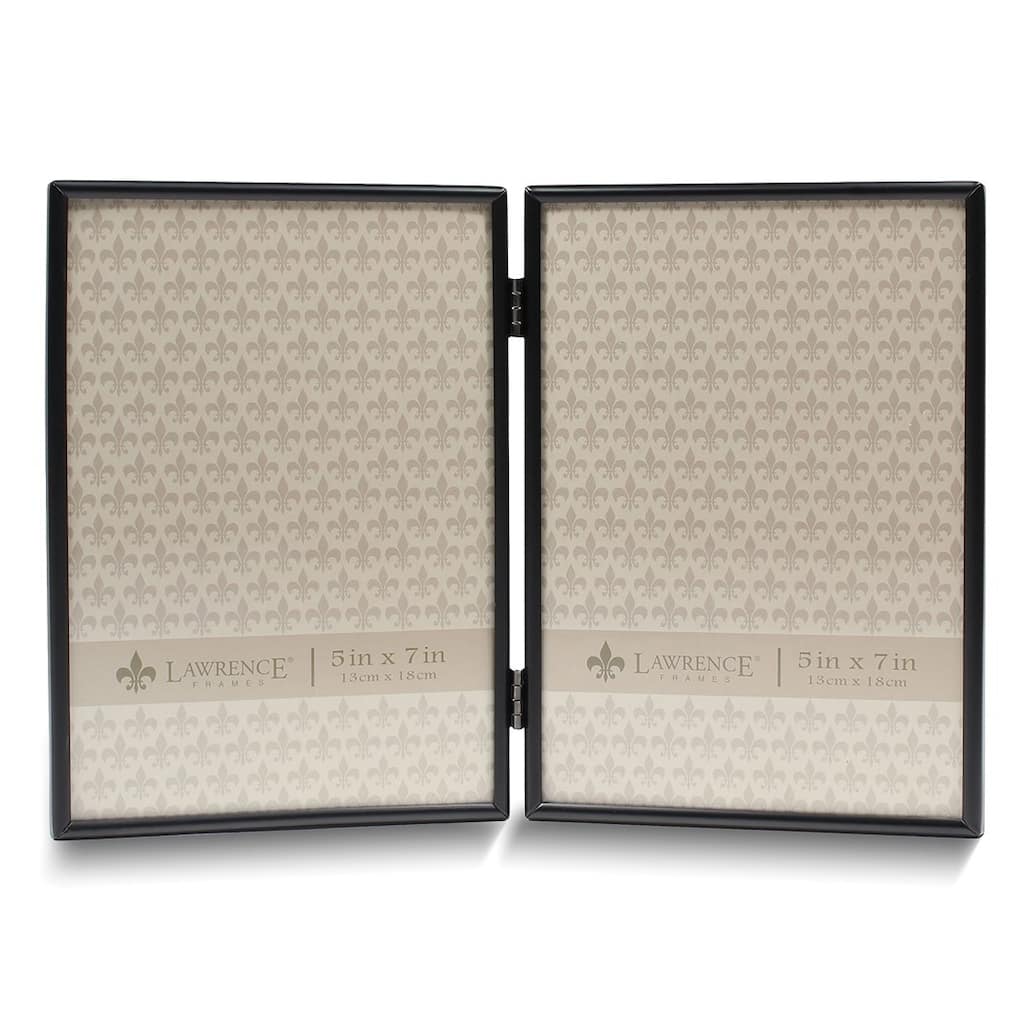 Curata Simply Black Portrait Hinged Metal 5x7 Double Photo Frame