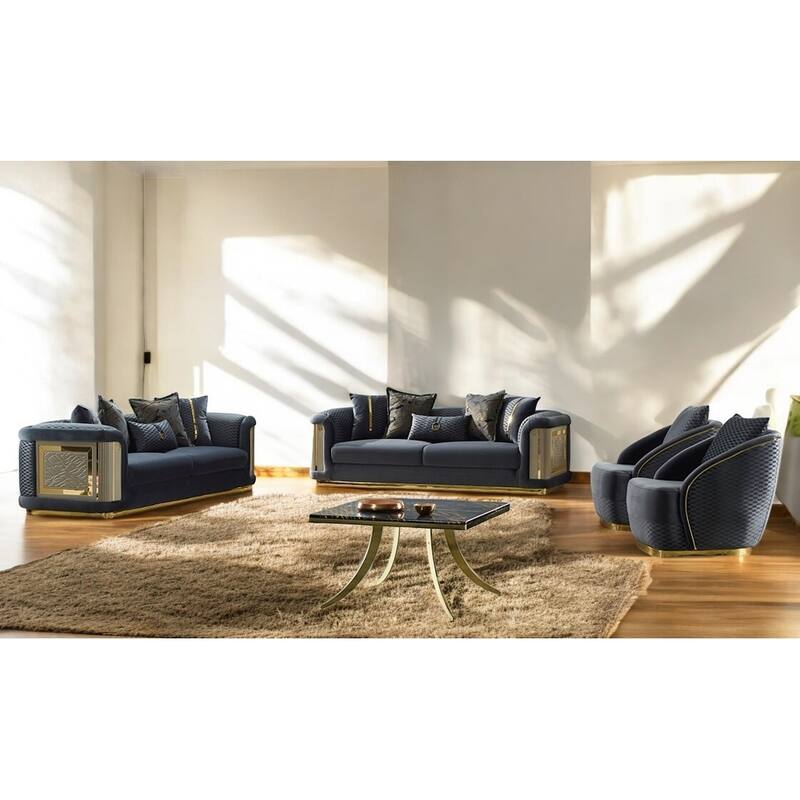 Divinia 2 Pieces Living Room Sets 2 Sofa 2 Chair - Dark Grey