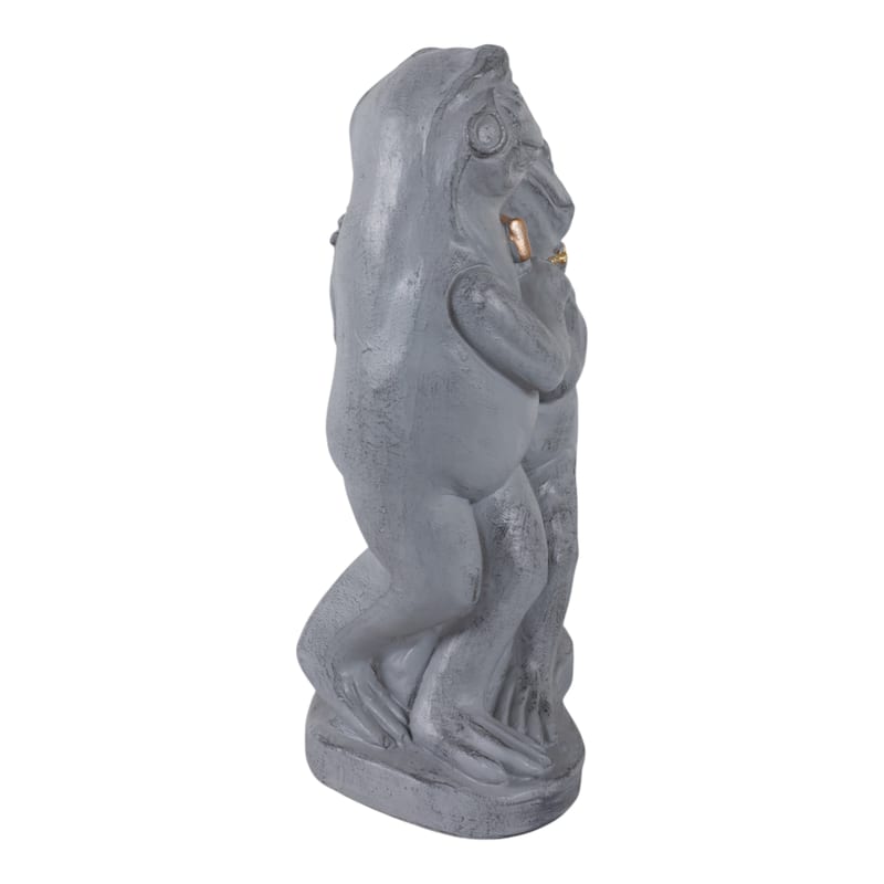 Polyresin Garden Statuary Dancing Frog Couple Statue Decor - 15" Gray