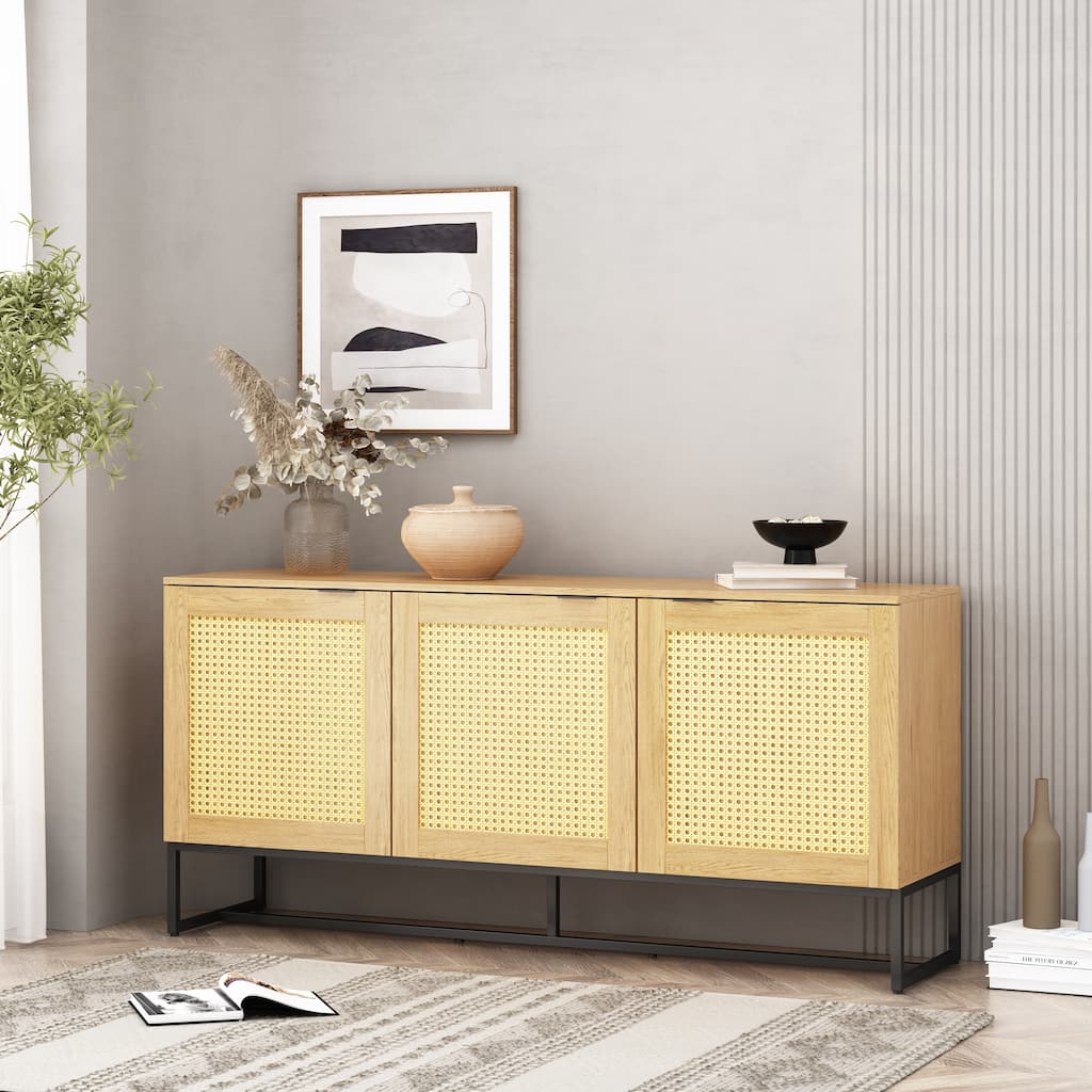 Wicker Sideboard Storage Cabinet
