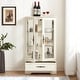 preview thumbnail 64 of 73, GDFStudio - Traditional Storage Lighted Curio Display Cabinet with Glass Doors and Drawer