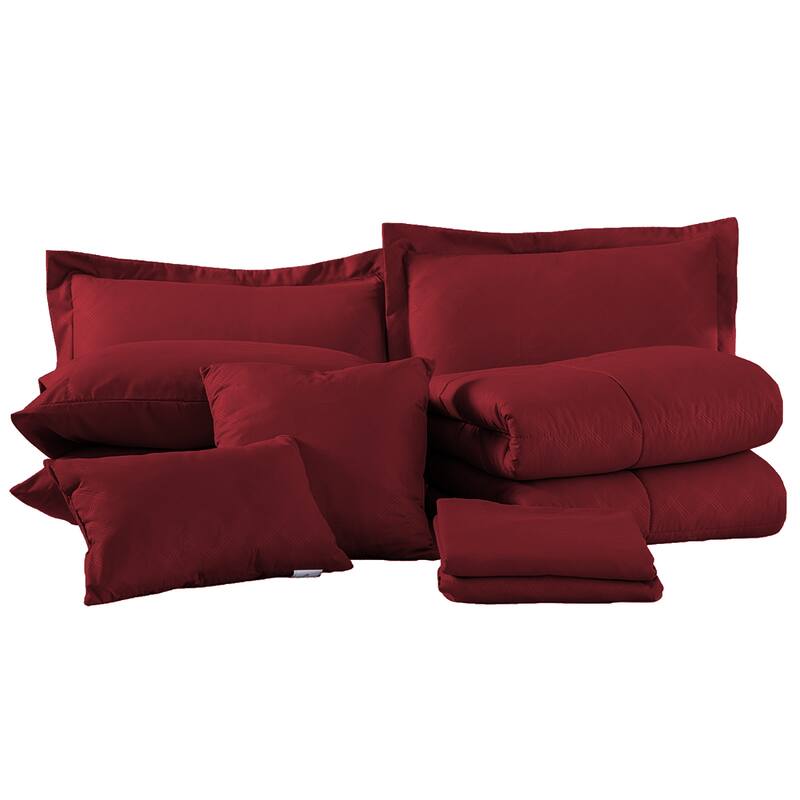 10-piece Solid Plaid Comforter Set
