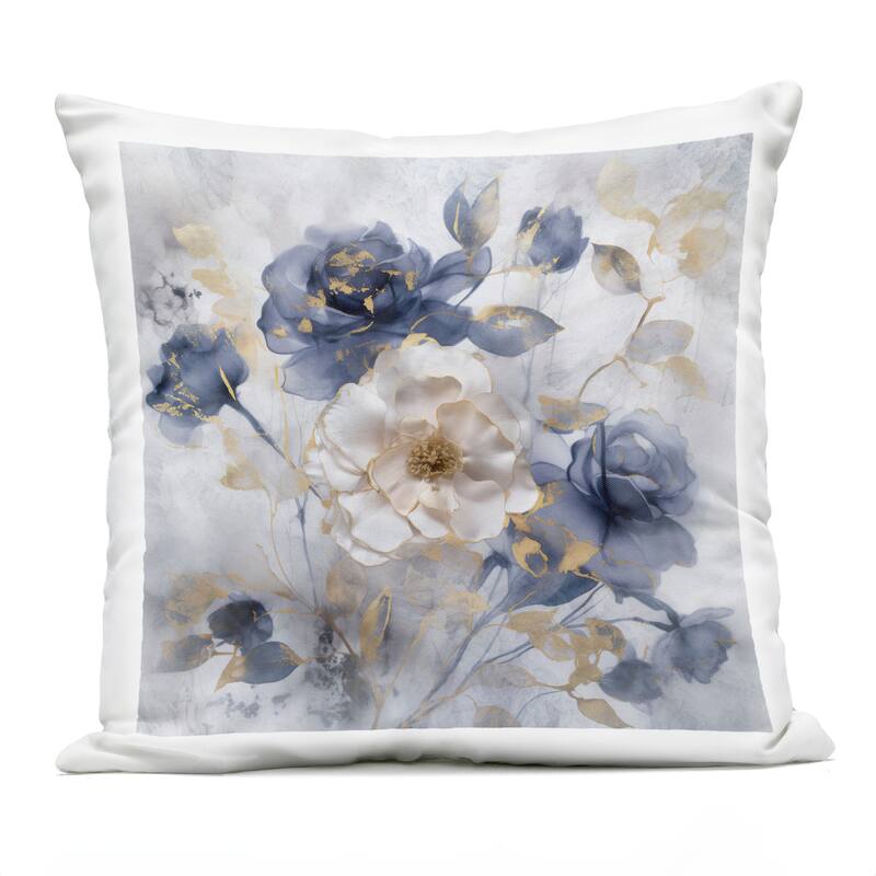 Stupell Roses with Luminous Details Printed Outdoor Throw Pillow Design by Irene Weisz - Accent - Polyester - Blue - Single