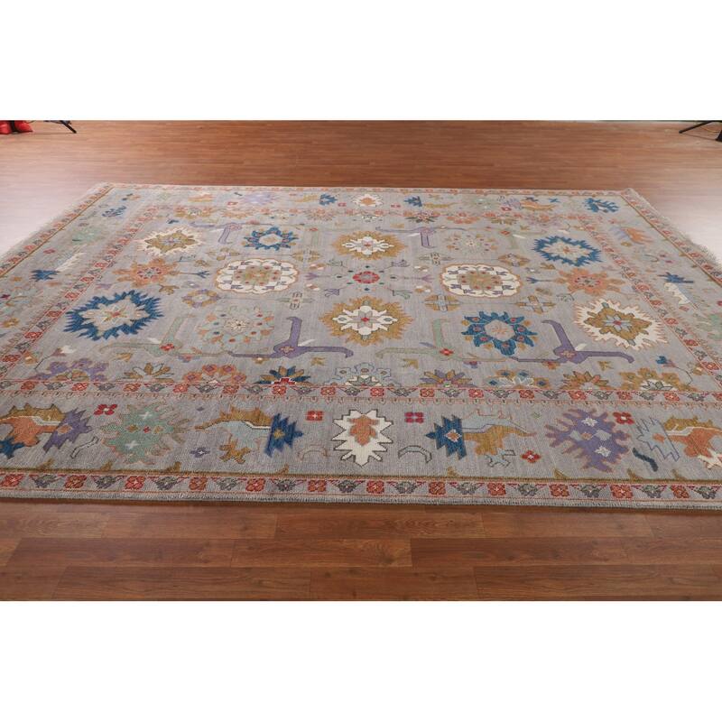 Transitional Oushak Oriental Area Rug Handmade Wool Carpet - 9'2" x 12'1"