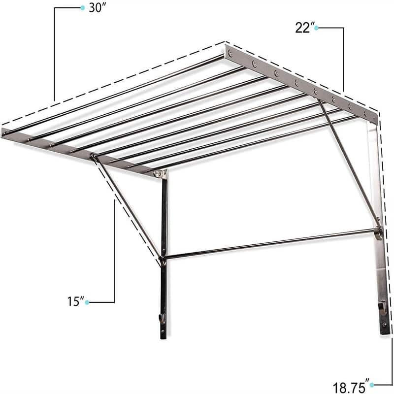 Wall Mount Clothes Drying Rack & Laundry Room Organizer - 18.75"D x 30"W x 22.25"H