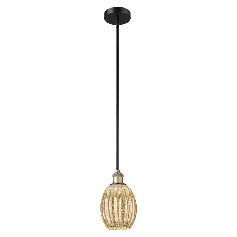 Innovations Lighting Endless Possibilities Edison - Preston - 1 Light 6" Bulb Shade Stem Hung Mini Pendant - Mercury/Black Antique Brass