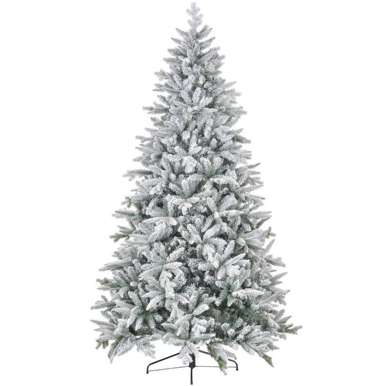 Festive Christmas Decor Artificial Flocked Christmas Tree with Snow Tips,Hinged Xmas Tree - Green