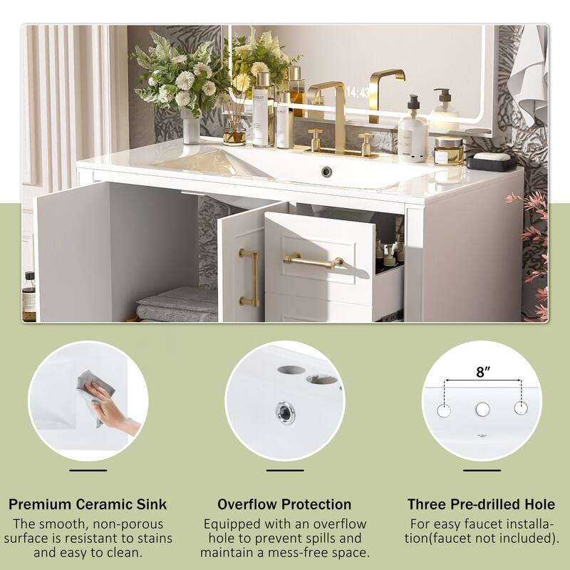 Exquisite Traditional Bathroom Vanity with Premium Ceramics Sink and Ample Storage