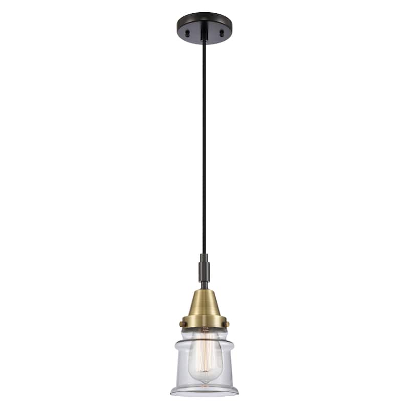 Innovations Lighting Downtown Urban - Caden Canton - 1 Light 5" Cord Hung Mini Pendant - Clear Shade/Black Antique Brass