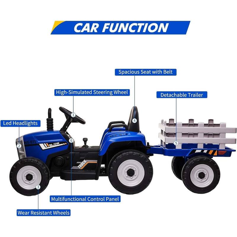 12V Ride on Tractor with Trailer & Remote Control