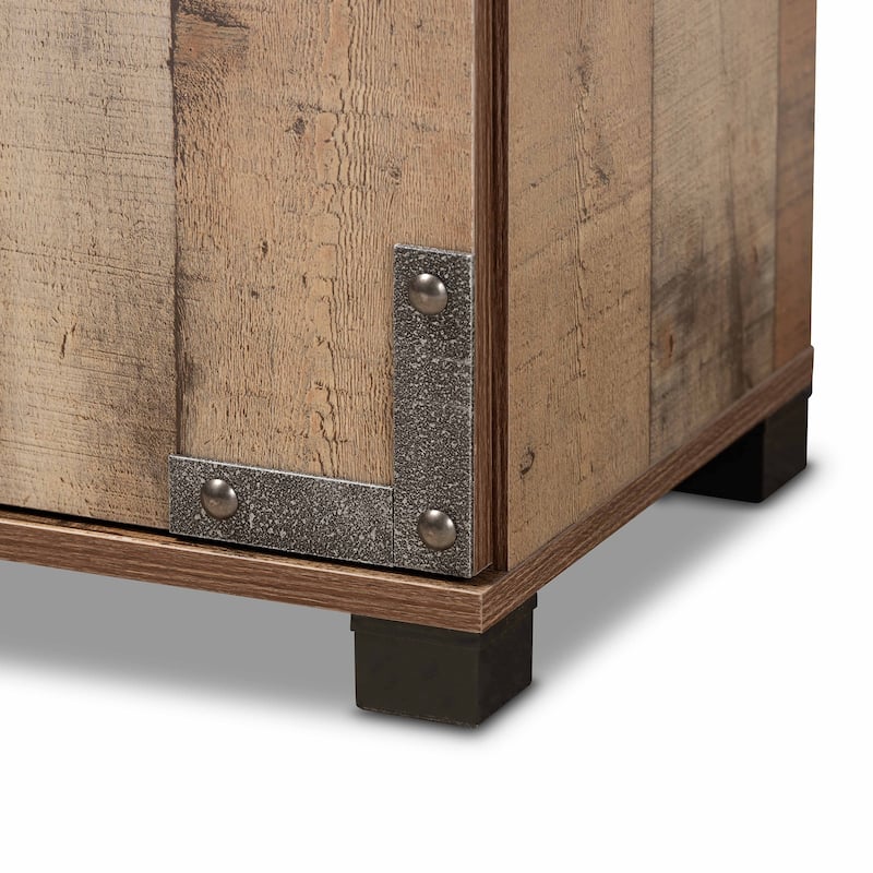 Cyrille Modern and Contemporary Farmhouse Rustic 3-Door Shoe Cabinet
