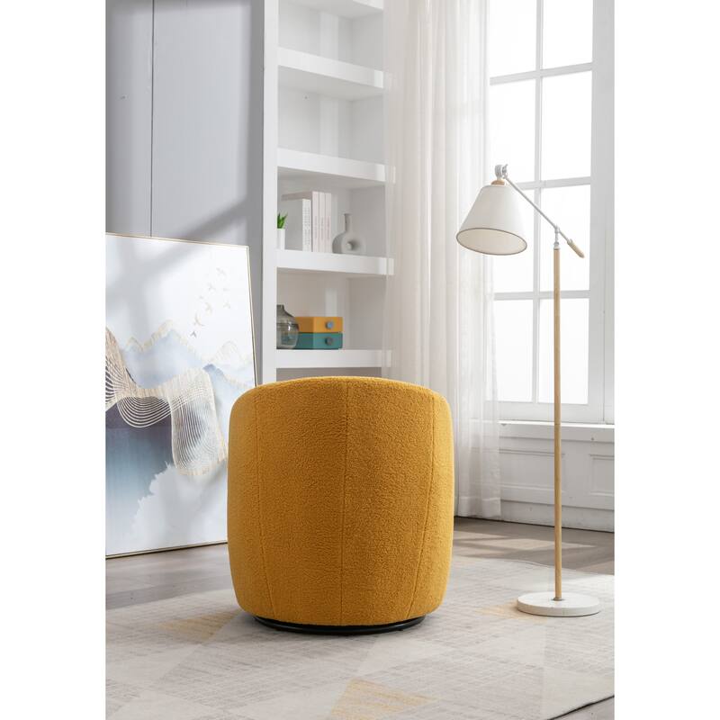 25.60" Swivel Barrel Chair, Modern Small Single Sofa Chair Comfy Round Upholstered Armchair for Living Room Bedroom