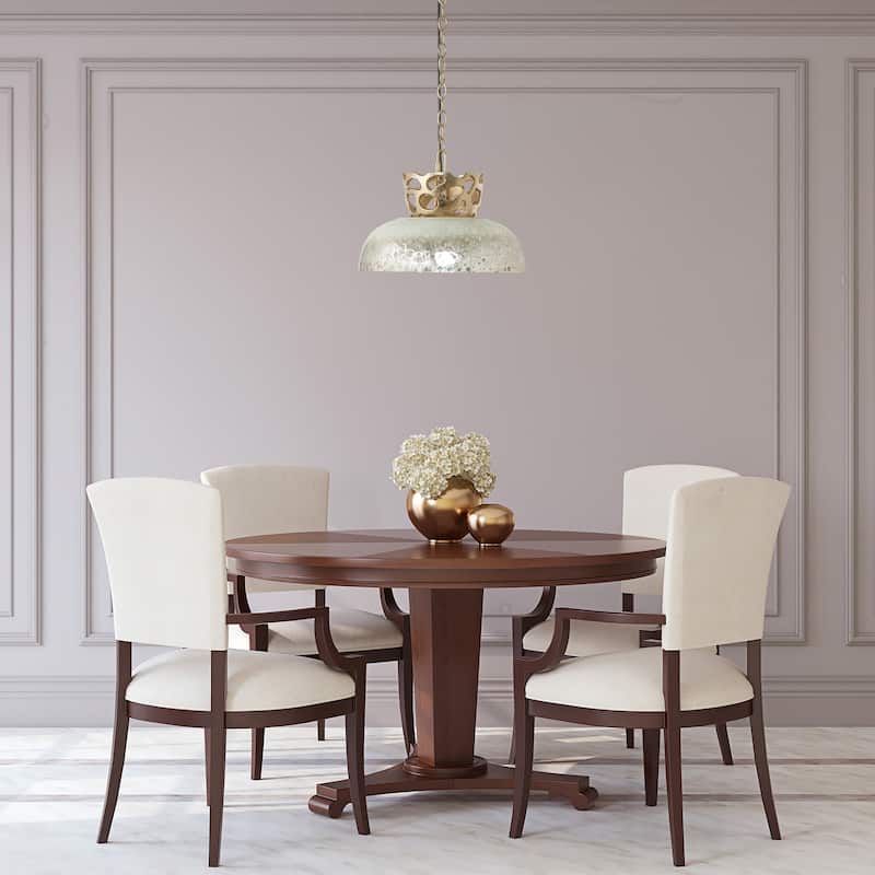Bethanie River of Goods Dome-Shaped Pendant Lamp with Silver Glass Shade - 13"x 13"x 12/56"