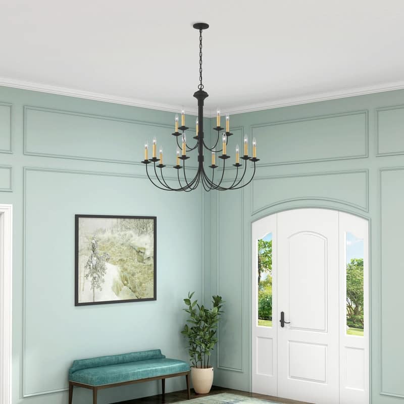 Livex Lighting 15-light Black Finish Chandelier, 4460-04 - 36" Dia. x 33" H