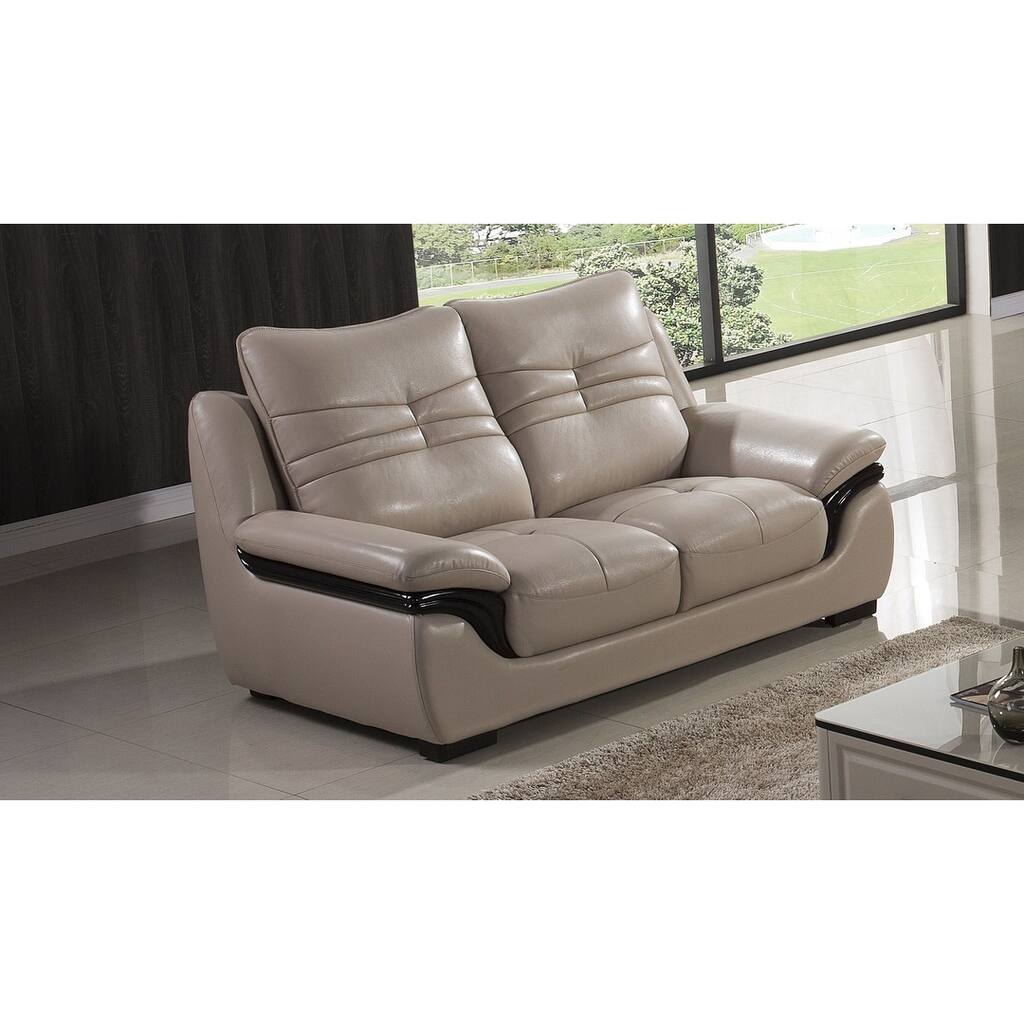 Q-Max Light Gray Top-grain Cow Hide Loveseat