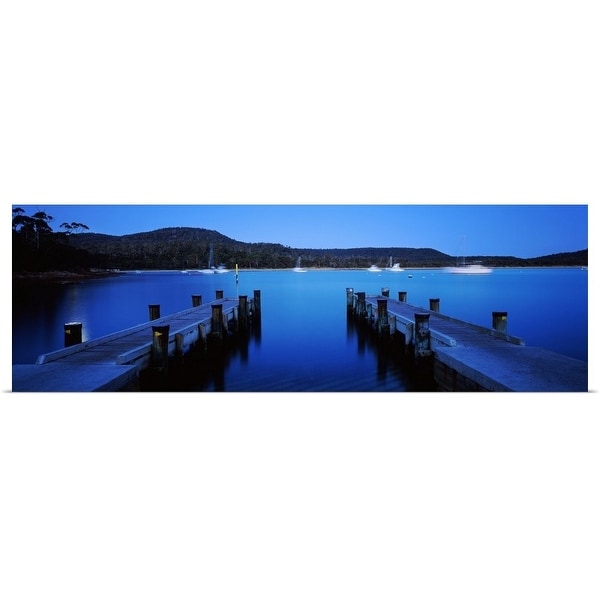 "Twin jetty in the sea, Coles Bay, Tasmania, Australia" Poster Print