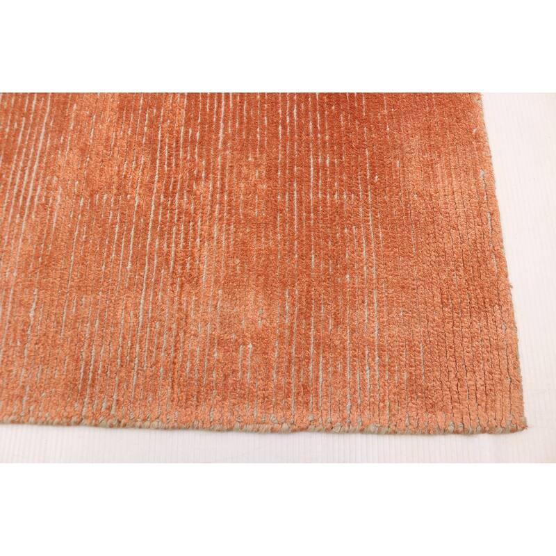 ECARPETGALLERY Hand Loomed Shimmer Copper Viscose, Wool Rug - 5'7 x 7'11