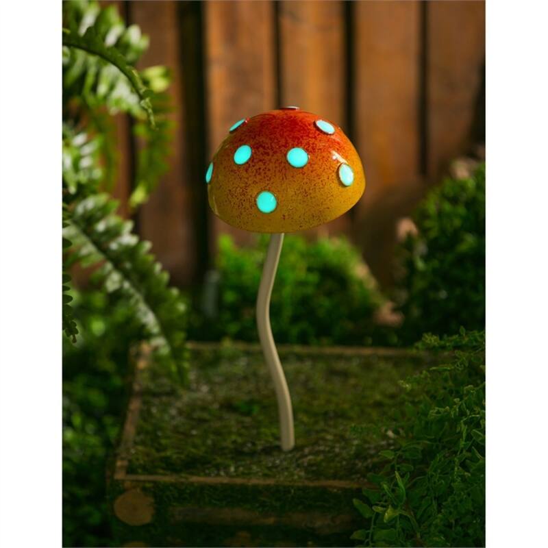 12.5 in. Glow in the Dark Mushroom Plant Pick, Yellow
