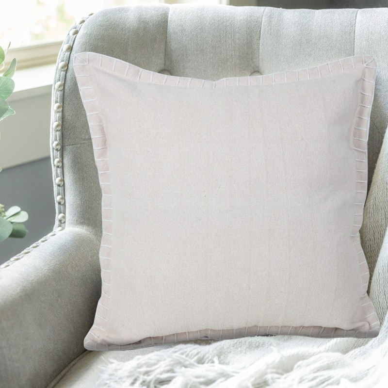 HomeRoots 20" X 20" Beige 100% Cotton Zippered Pillow
