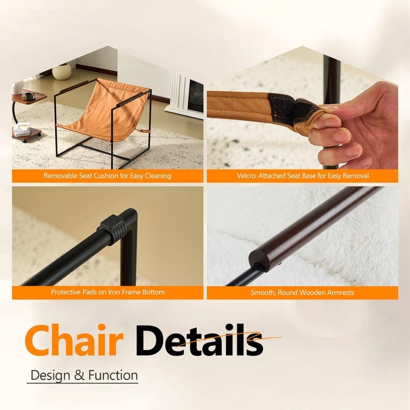 Lazy Chair - Rubber Wood Arms, Iron Frame (Living Room/Bedroom)