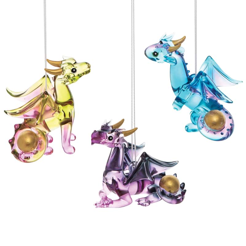 Baby Dragon Ornament Set of 3 - 3"-4" x 2" x 3"