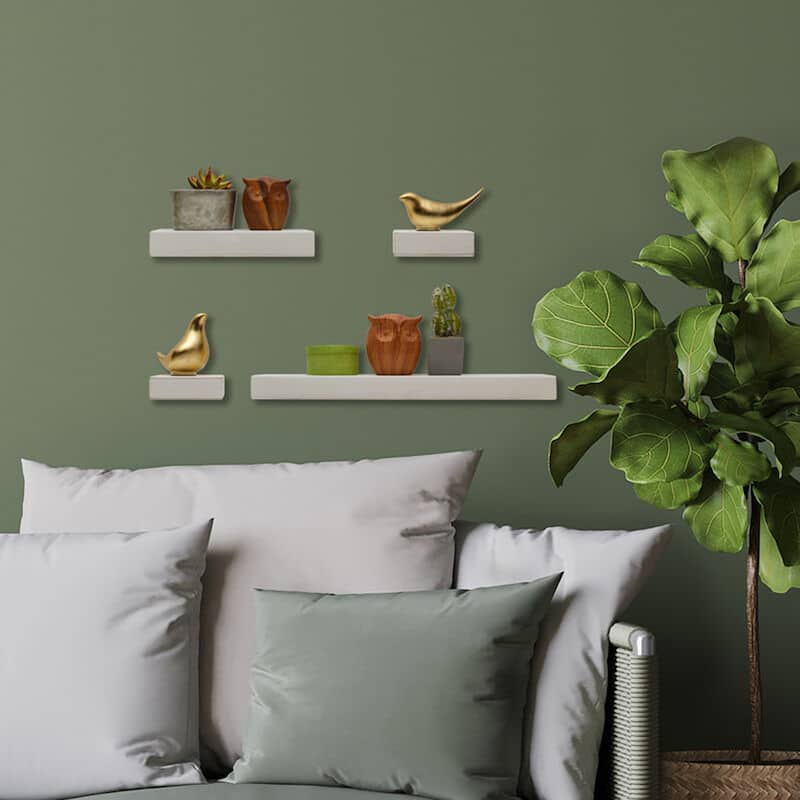 Melannco Set of 4 White Veneer Chunky Wood Shelves