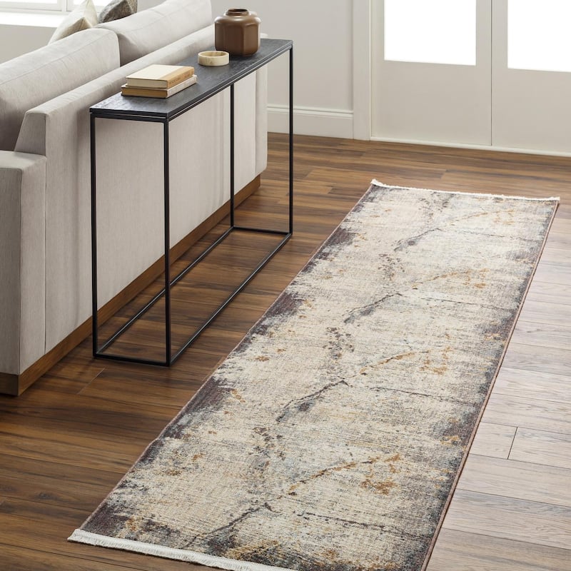 Livabliss Transitional Aida Ombre Area Rug - 2'7" x 9' - Beige/Medium Gray
