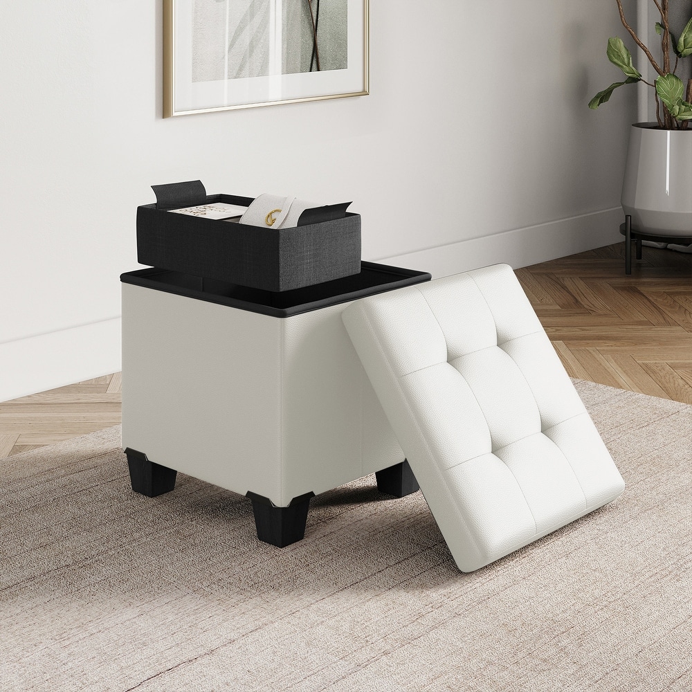 Small storage top ottoman with tray