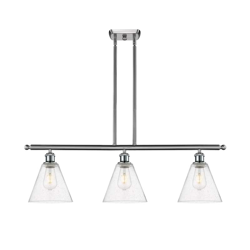 Innovations Lighting Berkshire - 3 Light 36" Stem Hung Island Light - Seedy/Brushed Satin Nickel