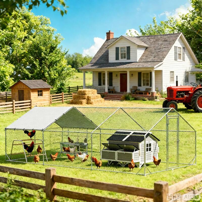 Chicken Coop,Large Metal Chicken Coop with Waterproof Cover