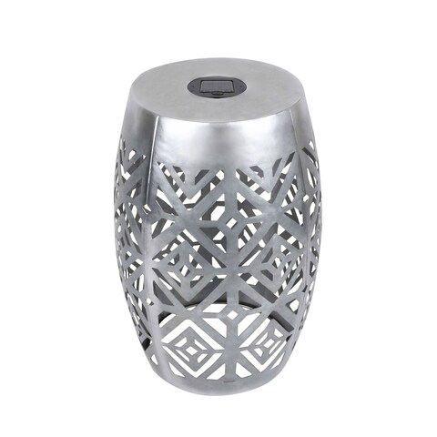 Teamson Home - Cut-out Patio Side Table with Solar LED Light - 12.5" x 12.5" x 18"H
