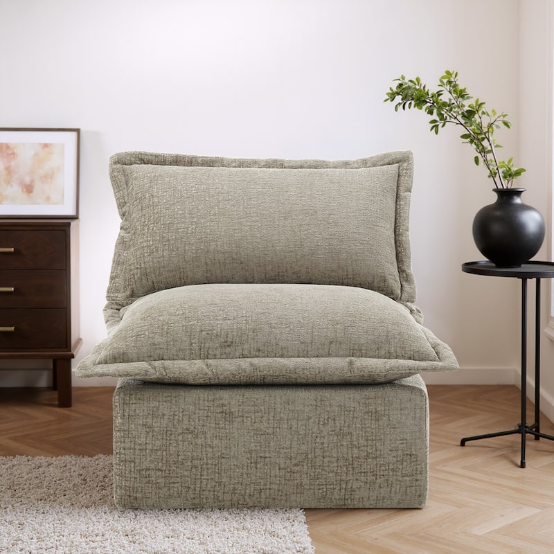 32"W Chenille Upholstered No Assembly Armless Accent Chair