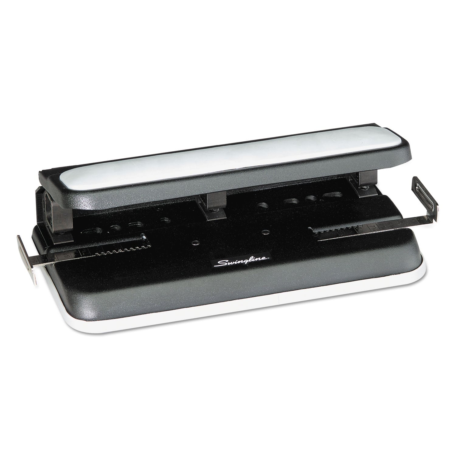 32-Sheet Easy Touch Two- to Three-Hole Punch with Cintamatic Centering, Black/Gray