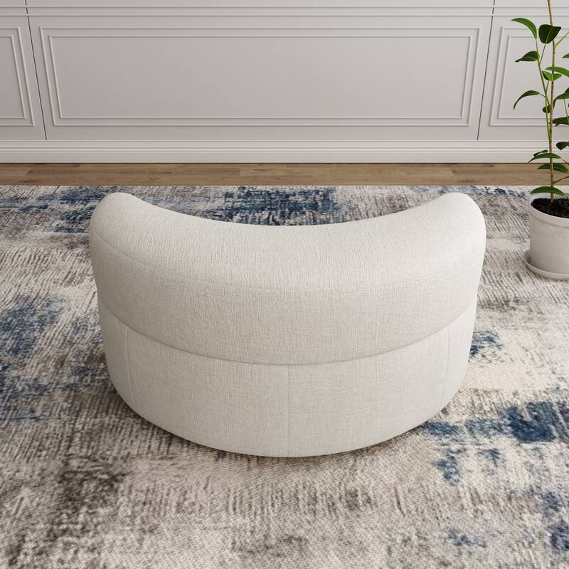 Moon Chenille Upholstered Storage Ottoman
